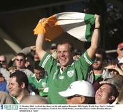 11 October 2003; An Irish fan cheers on his side against Romania. 2003 Rugby World Cup, Pool A, Ireland v Romania, Central Coast Stadium, Gosford, New South Wales, Australia. Picture credit; Brendan Moran / SPORTSFILE *EDI*