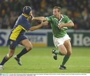 11 October 2003; Keith Gleeson, Ireland, in action against George Chirac, Romania. 2003 Rugby World Cup, Pool A, Ireland v Romania, Central Coast Stadium, Gosford, New South Wales, Australia. Picture credit; Brendan Moran / SPORTSFILE *EDI*