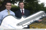 14 October 2003; Pictured are Dublin footballer, Jonathan Magee, (left), and Mayo footballer Maurice Sheridan. The GPA has announced details of its latest commercial coup worth a  minimum of 100,000 to the association in the next three years. In a deal offering potential savings of 500,000 to GPA members and affiliates, Simply Mortgages, the independent financial services distributor, will be the first financial services company to offer cash incentives band discounted mortgage lending rates to inter county players and their families across the country. Picture credit; Damien Eagers / SPORTSFILE *EDI*