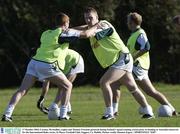 17 October 2003; Cormac McAnallen, (right) and Thomas Freeman pictured during Ireland's squad training session prior to heading to Australia tomorrow for the International Rules series, St Marys Football Club, Saggart, Co. Dublin. Picture credit; Damien Eagers / SPORTSFILE *EDI*