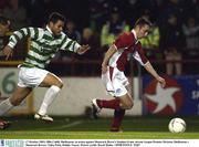 17 October 2003; Ollie Cahill, Shelbourne, in action against Shamrock Rover's Stephen Grant. eircom League Premier Division, Shelbourne v Shamrock Rovers, Tolka Park, Dublin. Soccer. Picture credit; David Maher / SPORTSFILE *EDI*