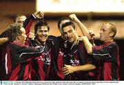 17 October 2003; Bohemians David Morrison, second from right, celebrates with team-mates after scoring his second goal and his sides third. eircom League Premier Division, St. Patrick's Athletic v Bohemians, Richmond Park, Dublin. Soccer. Picture credit; Pat Murphy / SPORTSFILE *EDI*