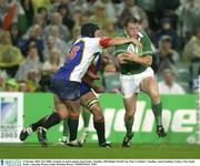 19 October 2003; Eric Miller, Ireland, in action against Sean Furter, Namibia. 2003 Rugby World Cup, Pool A, Ireland v Namibia, Aussie Stadium, Sydney, New South Wales, Australia. Picture credit; Brendan Moran / SPORTSFILE *EDI*