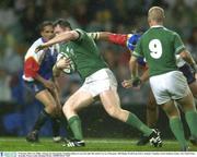 19 October 2003; Eric Miller, Ireland, gets through the Namibian defence to score his sides 5th, and his 1st, try of the game. 2003 Rugby World Cup, Pool A, Ireland v Namibia, Aussie Stadium, Sydney, New South Wales, Australia. Picture credit; Brendan Moran / SPORTSFILE *EDI*