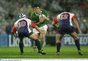 19 October 2003; Shane Horgan, Ireland, in action against Emile Wessels (10) and Vincent Dreyer, Namibia. 2003 Rugby World Cup, Pool A, Ireland v Namibia, Aussie Stadium, Sydney, New South Wales, Australia. Picture credit; Brendan Moran / SPORTSFILE *EDI*