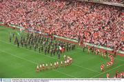 28 September 2003; The Tyrone and Armagh teams pictured during the pre-match parade in front of the canal end. Bank of Ireland All-Ireland Senior Football Championship Final, Armagh v Tyrone, Croke Park, Dublin. Picture credit; Ray McManus / SPORTSFILE