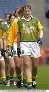 5 October 2003; Donegal captain Debbie Lee Fox leads her team during the pre match parade. TG4 Ladies All-Ireland Junior Football Championship Final, Kildare v Donegal, Croke Park, Dublin. Picture credit; Damien Eagers / SPORTSFILE *EDI*
