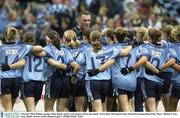 5 October 2003; Dublin manager Mick Bohan speaks to his players before the match. TG4 Ladies All-Ireland Senior Football Championship Final, Mayo v Dublin, Croke Park, Dublin. Picture credit; Damien Eagers / SPORTSFILE *EDI*