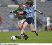5 October 2003; Michelle McGing, Mayo, in action against Dublin's Niamh Hurley. TG4 Ladies All-Ireland Senior Football Championship Final, Mayo v Dublin, Croke Park, Dublin. Picture credit; Damien Eagers / SPORTSFILE *EDI*