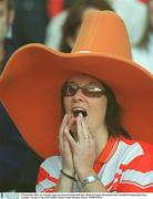 28 September 2003; An Armagh supporter pictured during half-time. Bank of Ireland All-Ireland Senior Football Championship Final, Armagh v Tyrone, Croke Park, Dublin. Picture credit; Brendan Moran / SPORTSFILE