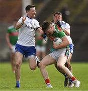 24 March 2019; James Carr of Mayo in action against Conor McManus, left, and Ryan Wylie of Monaghan during the Allianz Football League Division 1 Round 7 match between Mayo and Monaghan at Elverys MacHale Park in Castlebar, Mayo. Photo by Piaras Ó Mídheach/Sportsfile