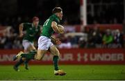 15 March 2019; Colm Reilly of Ireland on his way to scoring a late second half try during the U20 Six Nations Rugby Championship match between Wales and Ireland at Zip World Stadium in Colwyn Bay, Wales. Photo by Piaras Ó Mídheach/Sportsfile