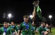 15 March 2019; Ireland captain Charlie Ryan with the cup after the U20 Six Nations Rugby Championship match between Wales and Ireland at Zip World Stadium in Colwyn Bay, Wales. Photo by Piaras Ó Mídheach/Sportsfile