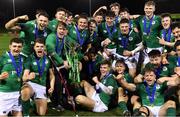 15 March 2019; Ireland players celebrate with the cup after the U20 Six Nations Rugby Championship match between Wales and Ireland at Zip World Stadium in Colwyn Bay, Wales. Photo by Piaras Ó Mídheach/Sportsfile
