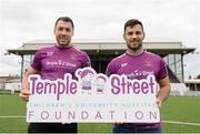 27 March 2019; Dundalk players Brian Gartland, left, and Patrick Hoban during the Dundalk FC release of a special edition third kid in association with Temple Street Children's Hospital and Fyffes at Oriel Park in Dundalk, Louth. Photo by Ben McShane/Sportsfile