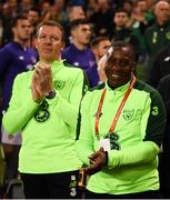 26 March 2019; Republic of Ireland assistant coach Terry Connor and goalkeeping coach Alan Kelly, left, during the UEFA EURO2020 Group D qualifying match between Republic of Ireland and Georgia at the Aviva Stadium, Lansdowne Road in Dublin. Photo by Stephen McCarthy/Sportsfile