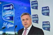 25 March 2019; Speaking at the 2019 Allianz Football League Finals preview is Sean McGrath, CEO, Allianz Ireland. 2019 marks the 27th year of Allianz’ support of courage on the field of play through its sponsorship of the Allianz Football and Hurling Leagues. Mayo meet Kerry in this Sunday’s Division 1 decider at Croke Park (4pm), while Meath and Donegal will contest the Division 2 Final in Croke Park on Saturday (5pm), preceded by the Division 4 final meeting of Leitrim and Derry (3pm). Photo by Brendan Moran/Sportsfile