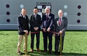 28 March 2019; St Aidan's SNS, in conjunction with the Lauritzen foundation, opened their state of the art hurling wall on the school grounds today. St Aidan's SNS strive to improve physical fitness and participation in Gaelic games amongst its pupils as well as building upon existing relationships within the community and the local GAA club in Tallaght, St Marks. In attendance at the launch is, from left, Gerry Dempsey, Lauritzen foundation, Tomás Hayes, St Aidan's SNS Principal, Uachtaráin Cumann Lúthchleas Gael John Horan, Liam Spring, Lauritzen foundation, at the St Aidan's SNS hurling wall opening ceremony at St Aidans Senior National School in Tallaght, Dublin. Photo by Sam Barnes/Sportsfile