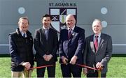 28 March 2019; St Aidan's SNS, in conjunction with the Lauritzen foundation, opened their state of the art hurling wall on the school grounds today. St Aidan's SNS strive to improve physical fitness and participation in Gaelic games amongst its pupils as well as building upon existing relationships within the community and the local GAA club in Tallaght, St Marks. In attendance at the launch is, from left, Gerry Dempsey, Lauritzen foundation, Tomás Hayes, St Aidan's SNS Principal, Uachtaráin Cumann Lúthchleas Gael John Horan, Liam Spring, Lauritzen foundation, at the St Aidan's SNS hurling wall opening ceremony at St Aidans Senior National School in Tallaght, Dublin. Photo by Sam Barnes/Sportsfile