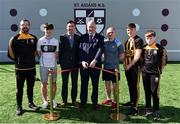 28 March 2019; St Aidan's SNS, in conjunction with the Lauritzen foundation, opened their state of the art hurling wall on the school grounds today. St Aidan's SNS strive to improve physical fitness and participation in Gaelic games amongst its pupils as well as building upon existing relationships within the community and the local GAA club in Tallaght, St Marks. In attendance at the launch is, from left, Martin Kavanagh, former pupil and current St Mark's player, Dublin minor hurler Jack Kielthy, Tomás Hayes, St Aidan's SNS Principal, Uachtaráin Cumann Lúthchleas Gael John Horan,former Dublin hurler and St Mark's GAA GPO Dotsy O'Callaghan, Dublin Minor and St Mark's Hurler's, Conor Burke and Daniel Kielthy at the St Aidan's SNS hurling wall opening ceremony at St Aidans Senior National School in Tallaght, Dublin. Photo by Sam Barnes/Sportsfile