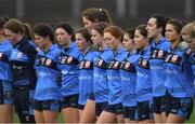 29 March 2019; Players from St Patrick’s Academy, Dungannon, Co Tyrone, during a minute's silence to honour the memories of the three teenagers who died in the recent St Patrick's night tragedy in Cookstown, at Páirc Seán Mac Diarmada in Carrick-on-Shannon, Co. Leitrim, before the Lidl All Ireland Post Primary School Senior B Final match between Coláiste Bhaile Chláir, Claregalway, Co Galway, and St Patrick’s Academy, Dungannon, Co Tyrone. Connor Currie from Edendork and Morgan Barnard from Dungannon both attended St Patrick's Academy in Dungannon town while Lauren Bullock was from Donaghmore and was a student at St Patrick's College, also in Dungannon. Photo by Piaras Ó Mídheach/Sportsfile
