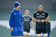 29 March 2019; Head coach Leo Cullen, left, and Scott Fardy during the Leinster Rugby captain's run at the Aviva Stadium in Dublin. Photo by Ramsey Cardy/Sportsfile