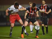 29 March 2019; Darragh Leahy of Bohemians in action against Dean Clarke of St Patrick's Athletic during the SSE Airtricity League Premier Division match between Bohemians and St Patrick's Athletic at Dalymount Park in Dublin. Photo by Seb Daly/Sportsfile