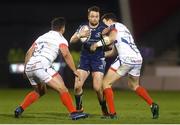 29 March 2019; Jack Carty of Connacht is tackled by Sam James of Sale during the Heineken Challenge Cup Quarter-Final match between Sale Sharks and Connacht at AJ Bell Stadium in Salford, England. Photo by Phil Oldham/Sportsfile