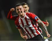 29 March 2019; David Parkhouse of Derry City celebrates with team-mate Eoghan Stokes after scoring his side's first goal during the SSE Airtricity League Premier Division match between Derry City and Sligo Rovers at Ryan McBride Brandywell Stadium in Derry. Photo by Oliver McVeigh/Sportsfile