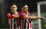 29 March 2019; David Parkhouse, right, of Derry City celebrates with team-mate Eoghan Stokes after scoring his side's first goal during the SSE Airtricity League Premier Division match between Derry City and Sligo Rovers at Ryan McBride Brandywell Stadium in Derry. Photo by Oliver McVeigh/Sportsfile