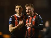 29 March 2019; Kevin Devaney, left, and Conor Levingston of Bohemians following the SSE Airtricity League Premier Division match between Bohemians and St Patrick's Athletic at Dalymount Park in Dublin. Photo by Seb Daly/Sportsfile