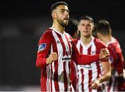 29 March 2019; Darren Cole of Derry City celebrates after the SSE Airtricity League Premier Division match between Derry City and Sligo Rovers at Ryan McBride Brandywell Stadium in Derry. Photo by Oliver McVeigh/Sportsfile