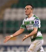 29 March 2019; Aaron McEneff of Shamrock Rovers celebrates after scoring his side's third goal during the SSE Airtricity League Premier Division match between Shamrock Rovers and UCD at Tallaght Stadium in Dublin. Photo by Eóin Noonan/Sportsfile