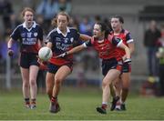 30 March 2019; Sarah Leahy of St Mary's High School in action against Rebecca O'Kane of Mercy SS Ballymahon during the Lidl All-Ireland Post-Primary Schools Senior C Final match between Mercy SS, Ballymahon, Co Longford, and St Mary’s High School, Midleton, Co Cork, at St Rynagh’s GAA in Banagher, Co Offaly. Photo by Piaras Ó Mídheach/Sportsfile