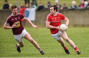 30 March 2019; Bevan Duffy of Louth in action against John Heslin of Westmeath during the Allianz Football League Roinn 3 Round 6 match between Louth and Westmeath at the Gaelic Grounds in Drogheda, Louth.    Photo by Oliver McVeigh/Sportsfile