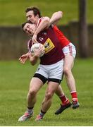 30 March 2019; Kieran Martin of Westmeath in action against Bevan Duffy of Louth during the Allianz Football League Roinn 3 Round 6 match between Louth and Westmeath at the Gaelic Grounds in Drogheda, Louth.   Photo by Oliver McVeigh/Sportsfile