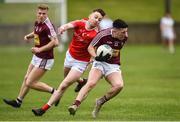 30 March 2019; Ronan O’Toole of Westmeath in action against James Craven of Louth during the Allianz Football League Roinn 3 Round 6 match between Louth and Westmeath at the Gaelic Grounds in Drogheda, Louth.   Photo by Oliver McVeigh/Sportsfile