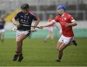 30 March 2019; Thomas Brennan of Castlecomer Community School in action against Shane Morgan of St Raphael's College Loughrea during the Masita GAA All-Ireland Hurling Post Primary Schools Paddy Buggy Cup Final match between St. Raphael's College Loughrea and Castlecomer CS in Bord na Móna O'Connor Park in Tullamore, Offaly. Photo by Harry Murphy/Sportsfile