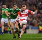 30 March 2019; Christopher Bradley of Derry in action against Aidan Flynn of Leitrim during the Allianz Football League Division 4 Final between Derry and Leitrim at Croke Park in Dublin. Photo by Ray McManus/Sportsfile