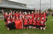 30 March 2019; New Ross players celebrate after the Leinster Rugby Girls 18s Girls Bowl Final match between Naas and Tullow at Navan RFC in Navan, Co Meath. Photo by Matt Browne/Sportsfile