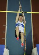 30 March 2019; Sam O'Neill of West Waterford A.C., Co. Waterford, competing in the Boys Under 19 Pole Vault event during Day 1 of the Irish Life Health National Juvenile Indoor Championships at AIT in Athlone, Co Westmeath. Photo by Sam Barnes/Sportsfile