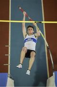 30 March 2019; Patrick Fitzgerald of West Waterford A.C., Co. Waterford, competing in the Boys Under 19 Pole Vault event during Day 1 of the Irish Life Health National Juvenile Indoor Championships at AIT in Athlone, Co Westmeath. Photo by Sam Barnes/Sportsfile