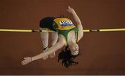 30 March 2019; Niamh McCorry of Annalee A.C., Co. Cavan, competing in the Girls Under 17 High Jump event during Day 1 of the Irish Life Health National Juvenile Indoor Championships at AIT in Athlone, Co Westmeath. Photo by Sam Barnes/Sportsfile