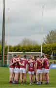 30 March 2019; The Westmeath team huddle before the Allianz Football League Roinn 3 Round 6 match between Louth and Westmeath at the Gaelic Grounds in Drogheda, Louth. Photo by Oliver McVeigh/Sportsfile