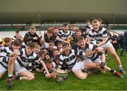 30 March 2019; St. Kieran's College players celebrate with the trophy following the Masita GAA All-Ireland Hurling Post Primary Schools Croke Cup Final between St. Kieran's College and Presentation College Athenry at O'Connor Park in Tullamore, Offaly. Photo by Harry Murphy/Sportsfile