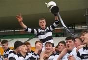 30 March 2019; Conor Murphy of St. Kieran's College lifts the trophy with team-mates following the Masita GAA All-Ireland Hurling Post Primary Schools Croke Cup Final between St. Kieran's College and Presentation College Athenry at O'Connor Park in Tullamore, Offaly. Photo by Harry Murphy/Sportsfile