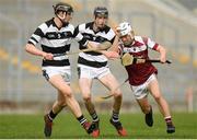 30 March 2019; Brandon Lee of Presentation College Athenry in action against Darragh Corcoran and David Blanchfield of St. Kieran's College during the Masita GAA All-Ireland Hurling Post Primary Schools Croke Cup Final between St. Kieran's College and Presentation College Athenry at O'Connor Park in Tullamore, Offaly. Photo by Harry Murphy/Sportsfile