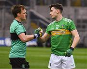 30 March 2019; Dean McGovern of Leitrim is consoled by goalkeeper Thomas Mallon of Derry after the Allianz Football League Division 4 Final between Derry and Leitrim at Croke Park in Dublin. Photo by Ray McManus/Sportsfile