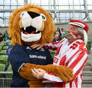 30 March 2019; Leo The Lion with an Ulster supporter prior to the Heineken Champions Cup Quarter-Final between Leinster and Ulster at the Aviva Stadium in Dublin. Photo by Stephen McCarthy/Sportsfile