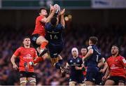30 March 2019; Adam Byrne of Leinster in action against Jacob Stockdale of Ulster during the Heineken Champions Cup Quarter-Final between Leinster and Ulster at the Aviva Stadium in Dublin. Photo by Stephen McCarthy/Sportsfile